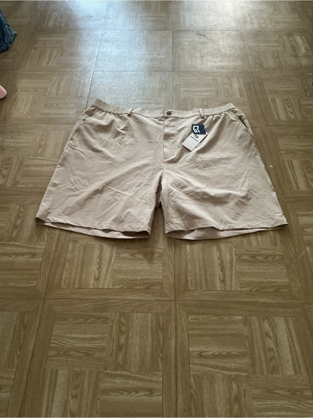 Men's Pale Pink Flat-Front Casual Shorts
